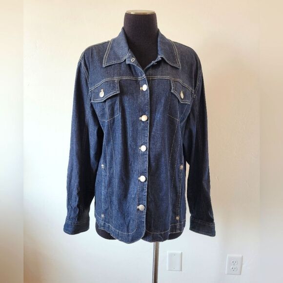 Westbound Denim Jean Jacket Dark Wash Trucker Americana Grunge 90s Western XL - Picture 1 of 10